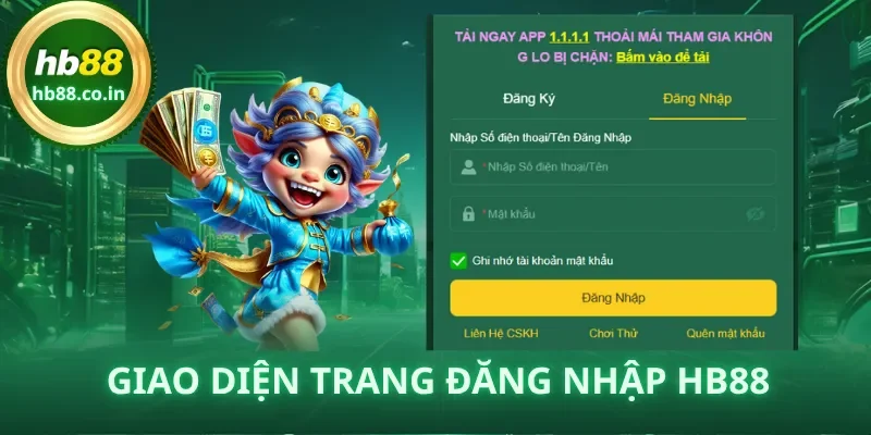 Giao diện đăng nhập HB88 – trang chủ nhà cái HB88 com